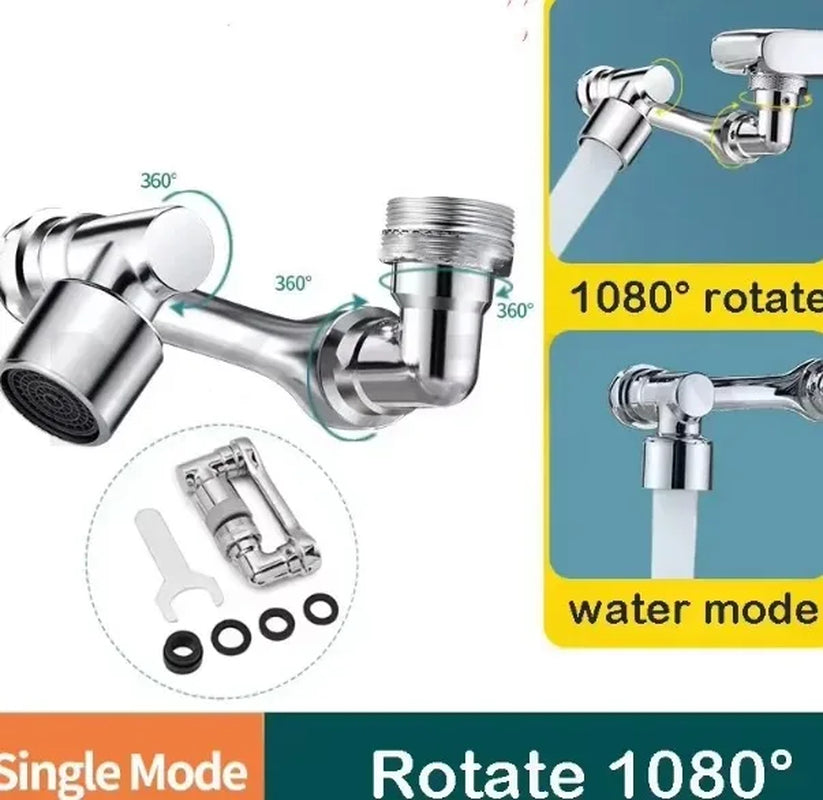 AquaTwist™ 1080° Rotating Faucet Sprayer – Universal Metal Tap Extender with Aerator Nozzle & 22/24mm Adaptor