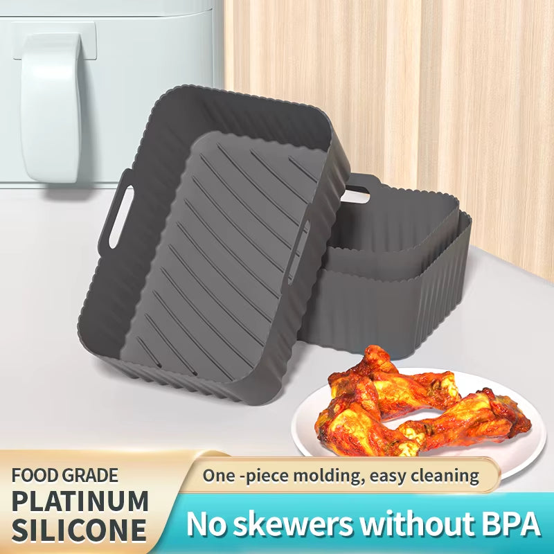Non-Stick Rectangular Air Fryer Basket Easy Clean Air Fryer Silicone Pot Air Fryer Basket Suitable for Air Fryer