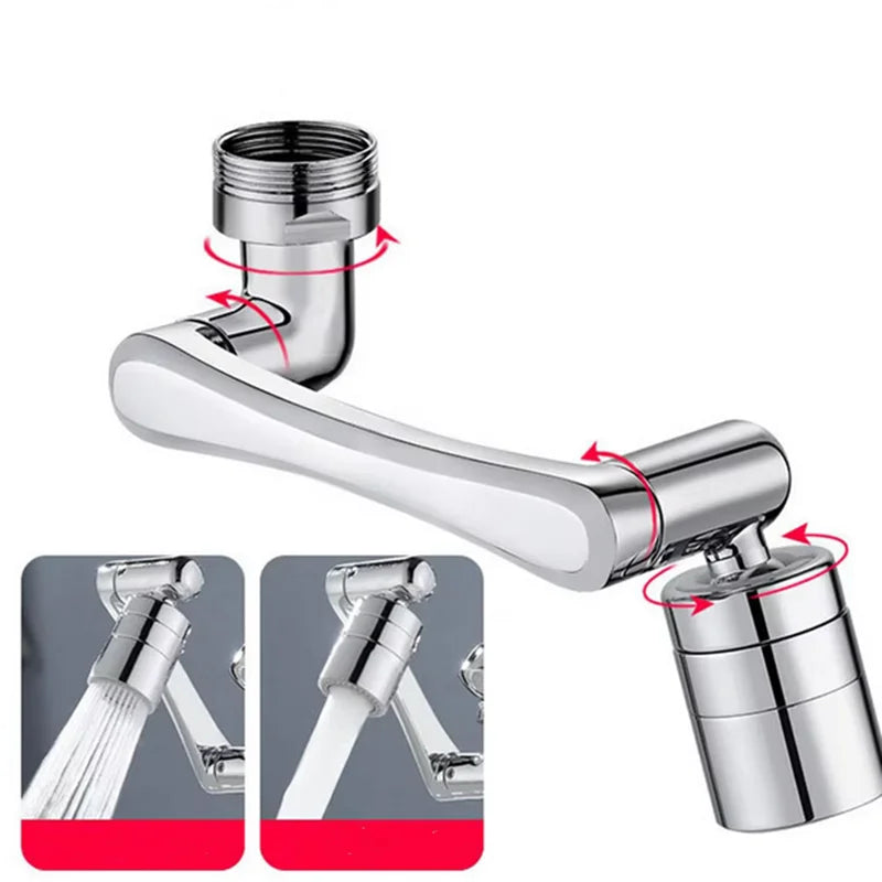 AquaTwist™ 1080° Rotating Faucet Sprayer – Universal Metal Tap Extender with Aerator Nozzle & 22/24mm Adaptor