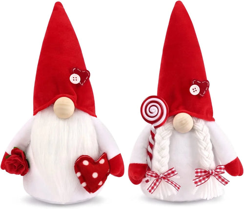 2PCS Valentines Day Gnome Plush Decorations Swedish Tomte Gnomes, Romantic Valentines Day Decor Scandinavian Gnomes Decorations, 11.4 Inche